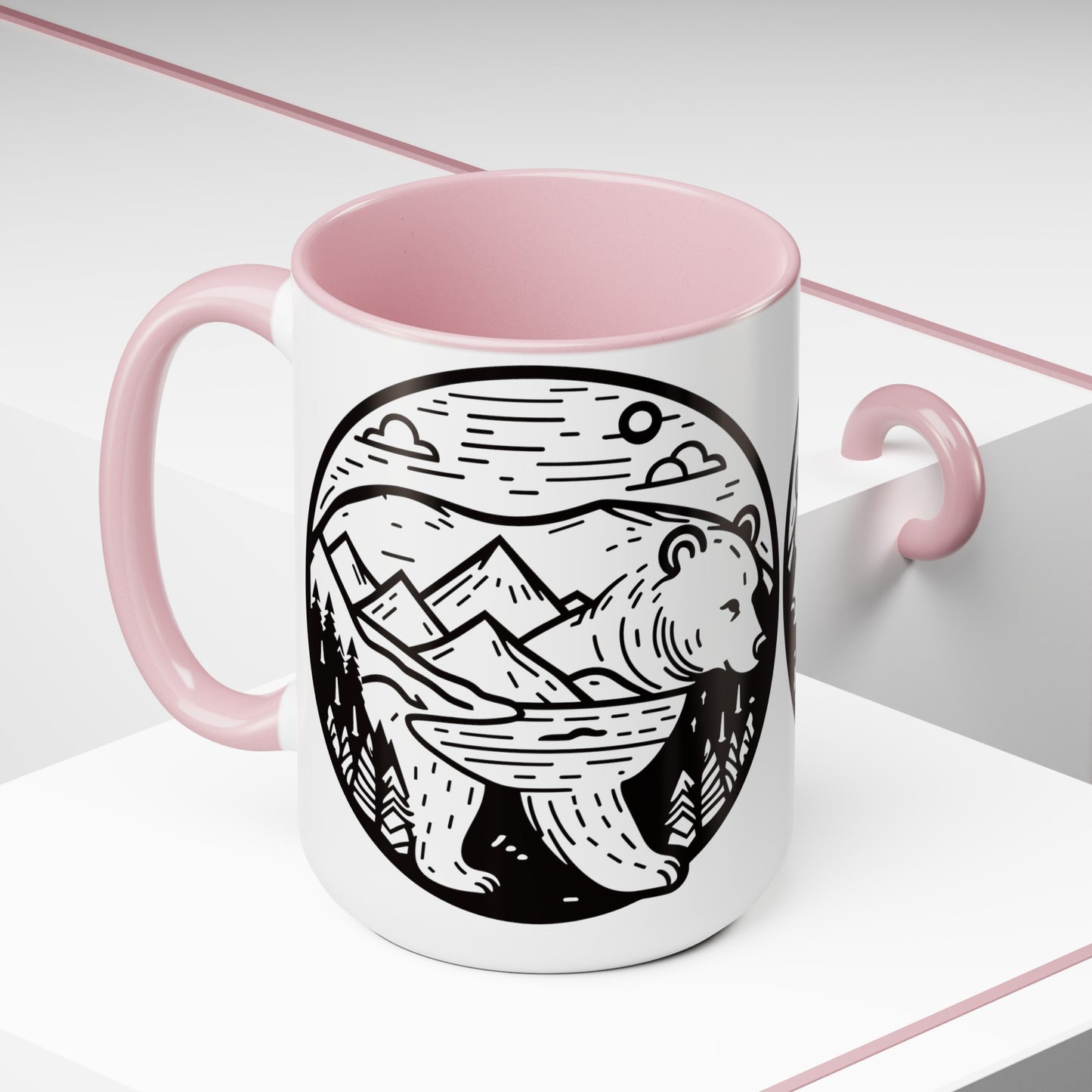 Bearscape Two-Tone Coffee Mugs, 15oz
