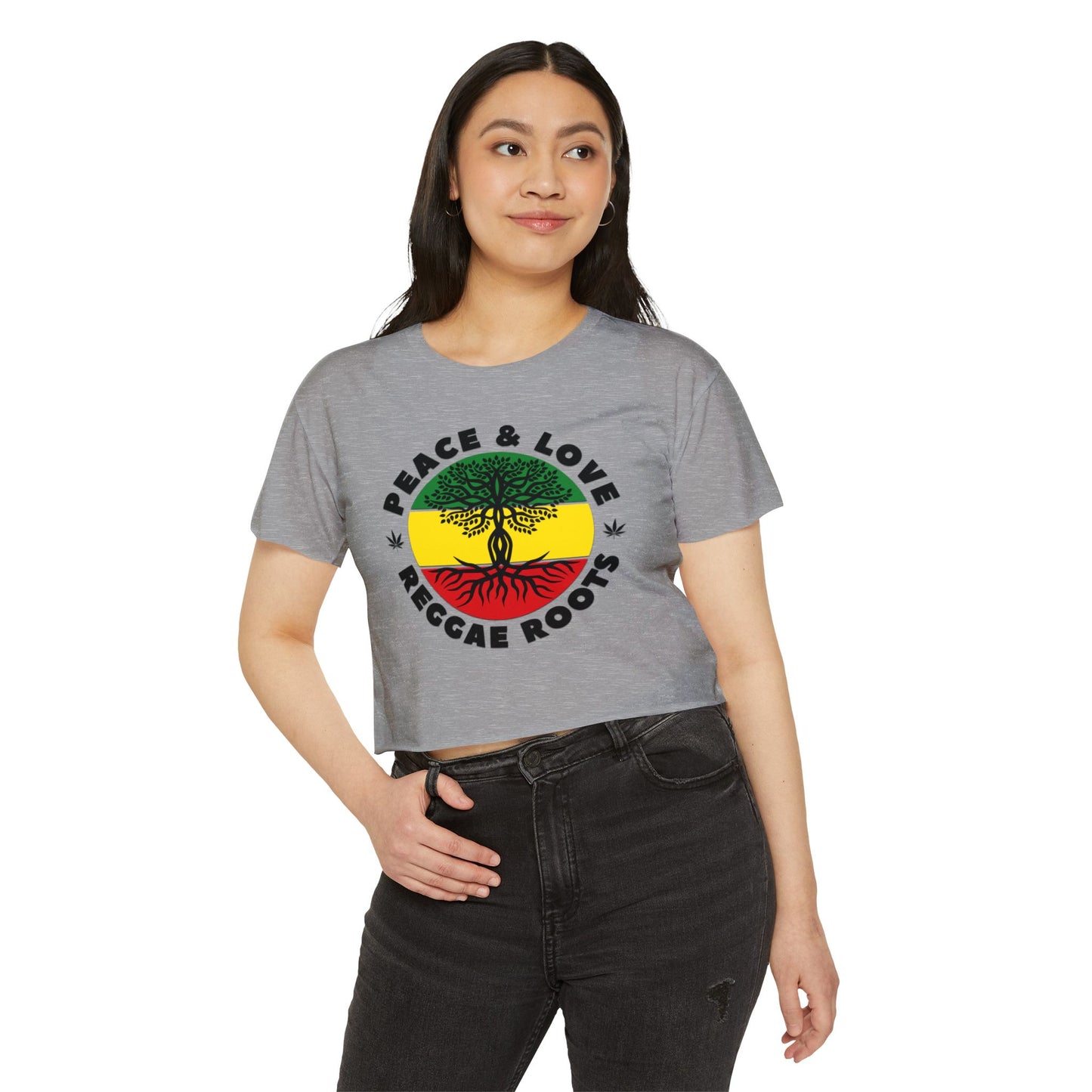 Women's Festival Crop Top - Peace & Love Reggae Roots Tee