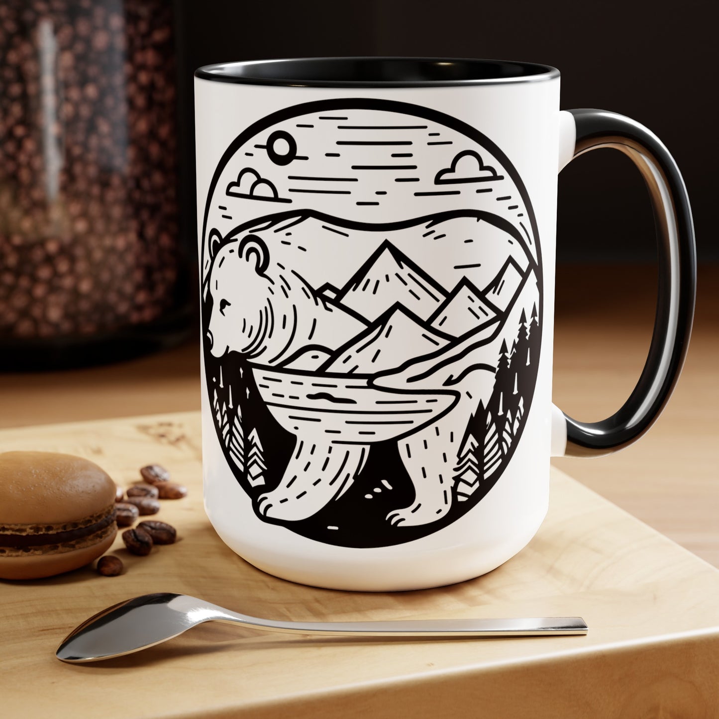 Bearscape Two-Tone Coffee Mugs, 15oz