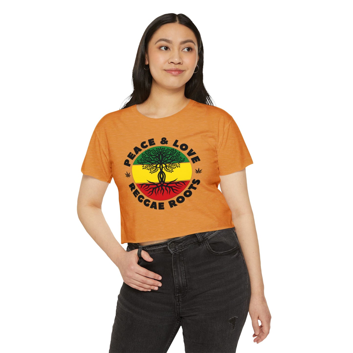 Women's Festival Crop Top - Peace & Love Reggae Roots Tee