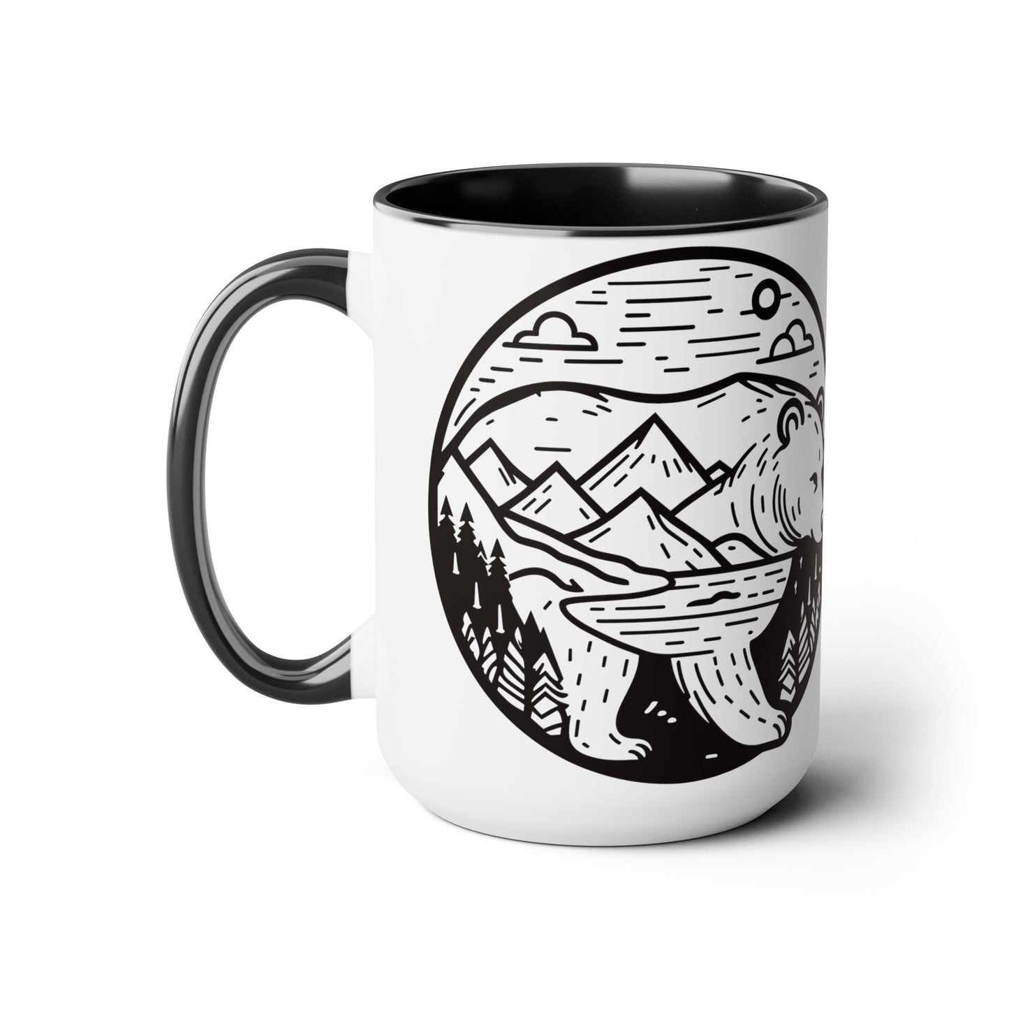 Bearscape Two-Tone Coffee Mugs, 15oz
