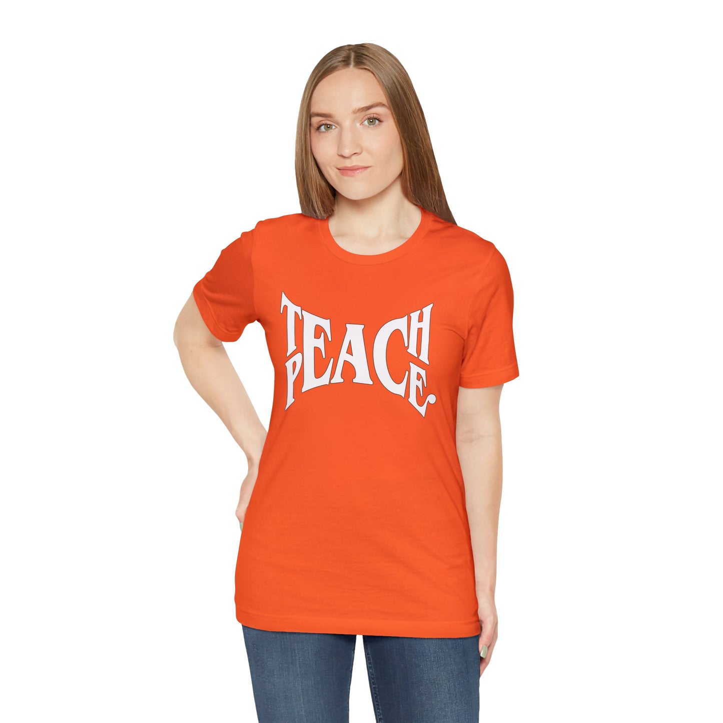 Teach Peace Glyph Bella Canvas Unisex Jersey Short Sleeve Tee, T-shirt gift, Teacher gift