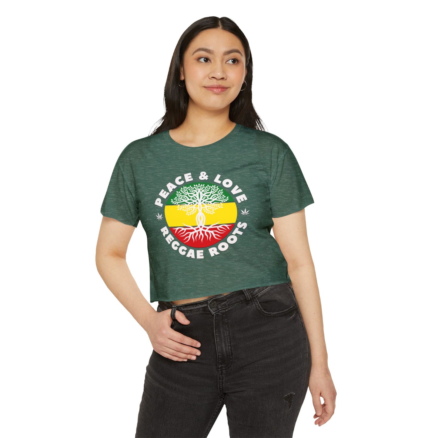 Women's Festival Crop Top - Peace & Love Reggae Roots Tee