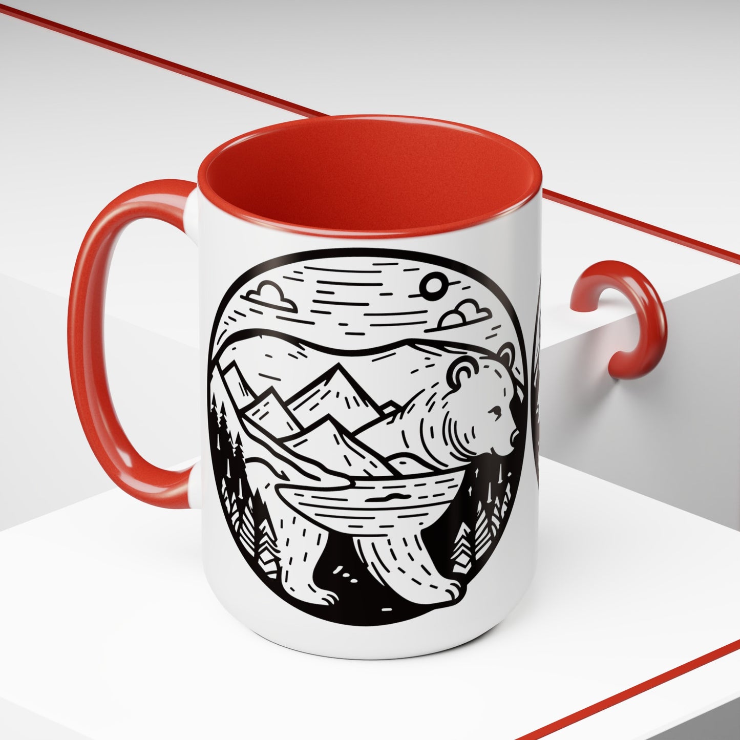 Bearscape Two-Tone Coffee Mugs, 15oz