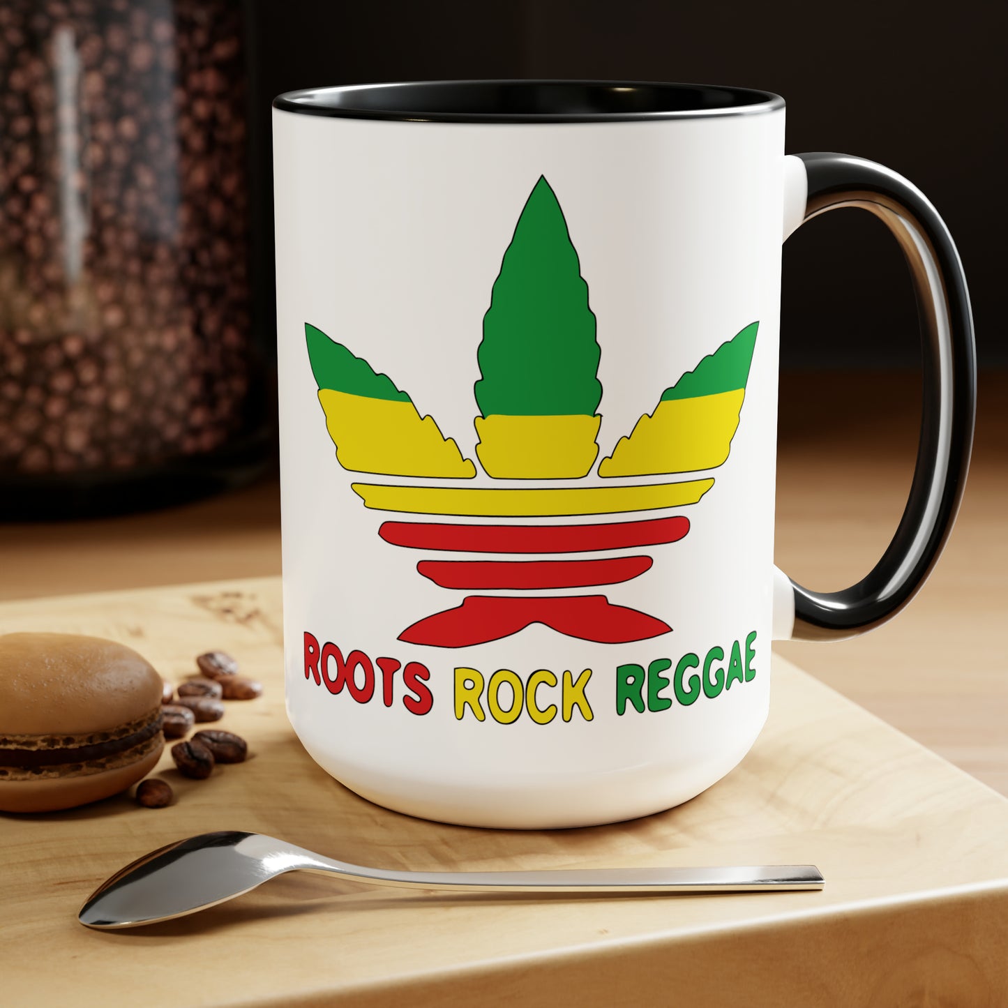 Roots Rock Reggae Two-Tone Coffee Mugs, 15oz