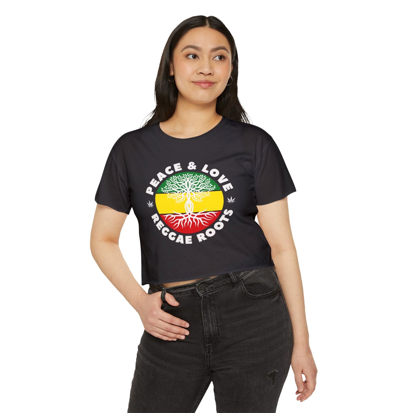 Women's Festival Crop Top - Peace & Love Reggae Roots Tee