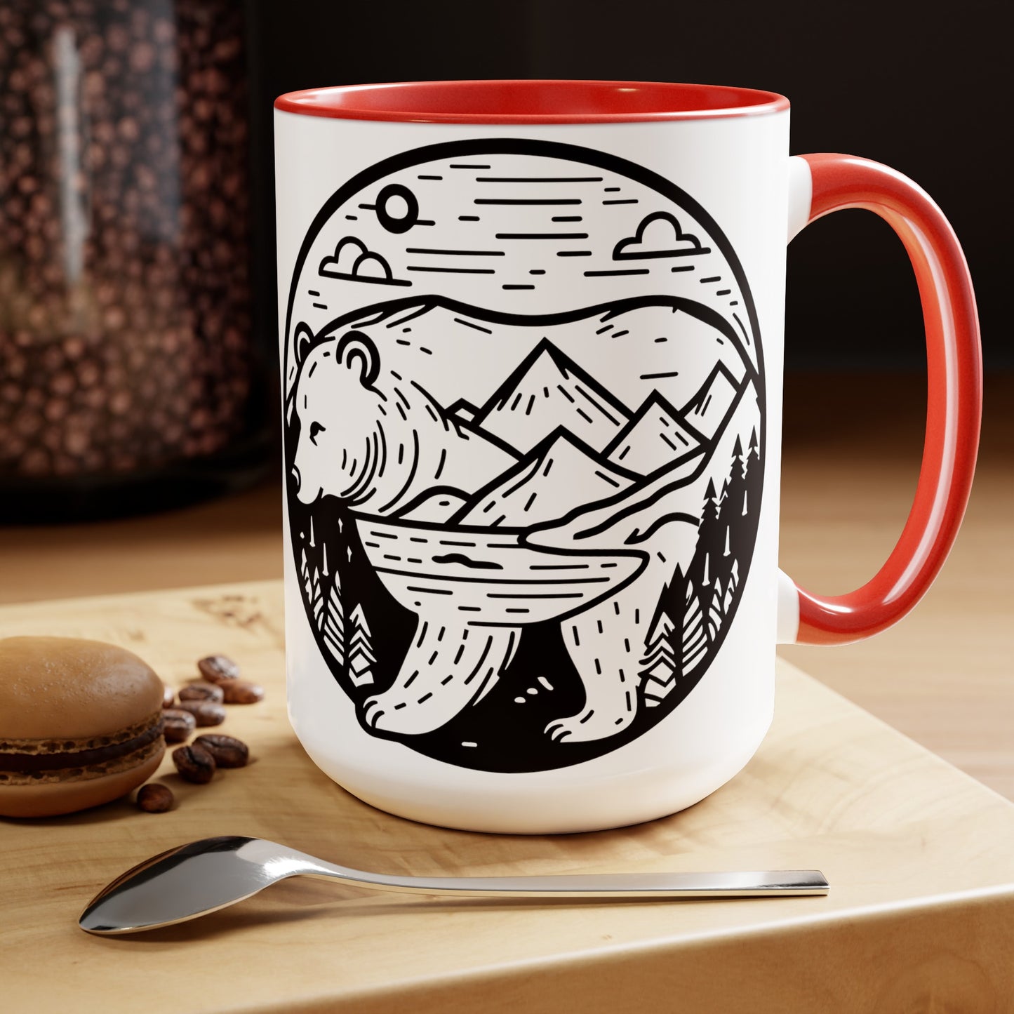 Bearscape Two-Tone Coffee Mugs, 15oz