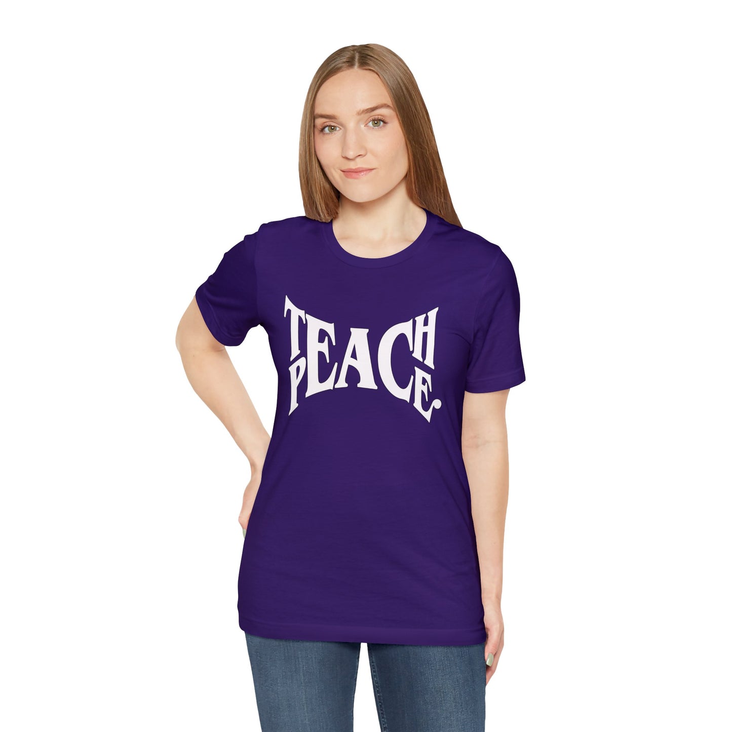 Teach Peace Glyph Bella Canvas Unisex Jersey Short Sleeve Tee, T-shirt gift, Teacher gift