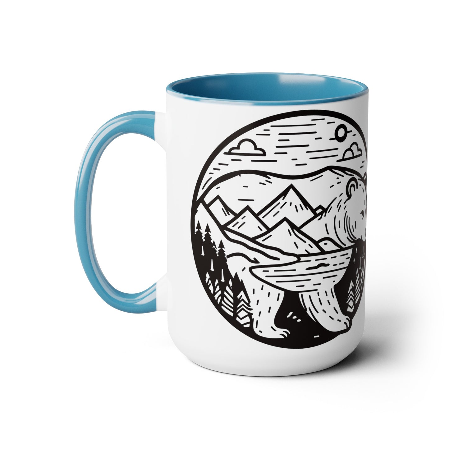Bearscape Two-Tone Coffee Mugs, 15oz