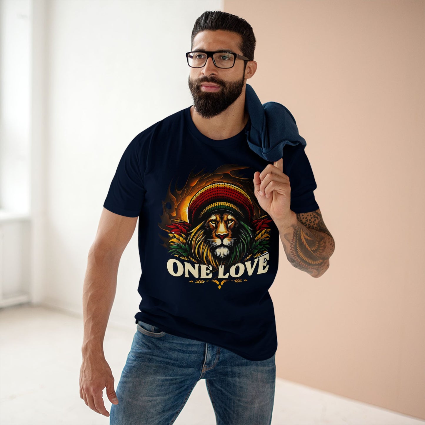 One Love Rasta Lion Tee - Adult Staple T-Shirt for Music Lovers