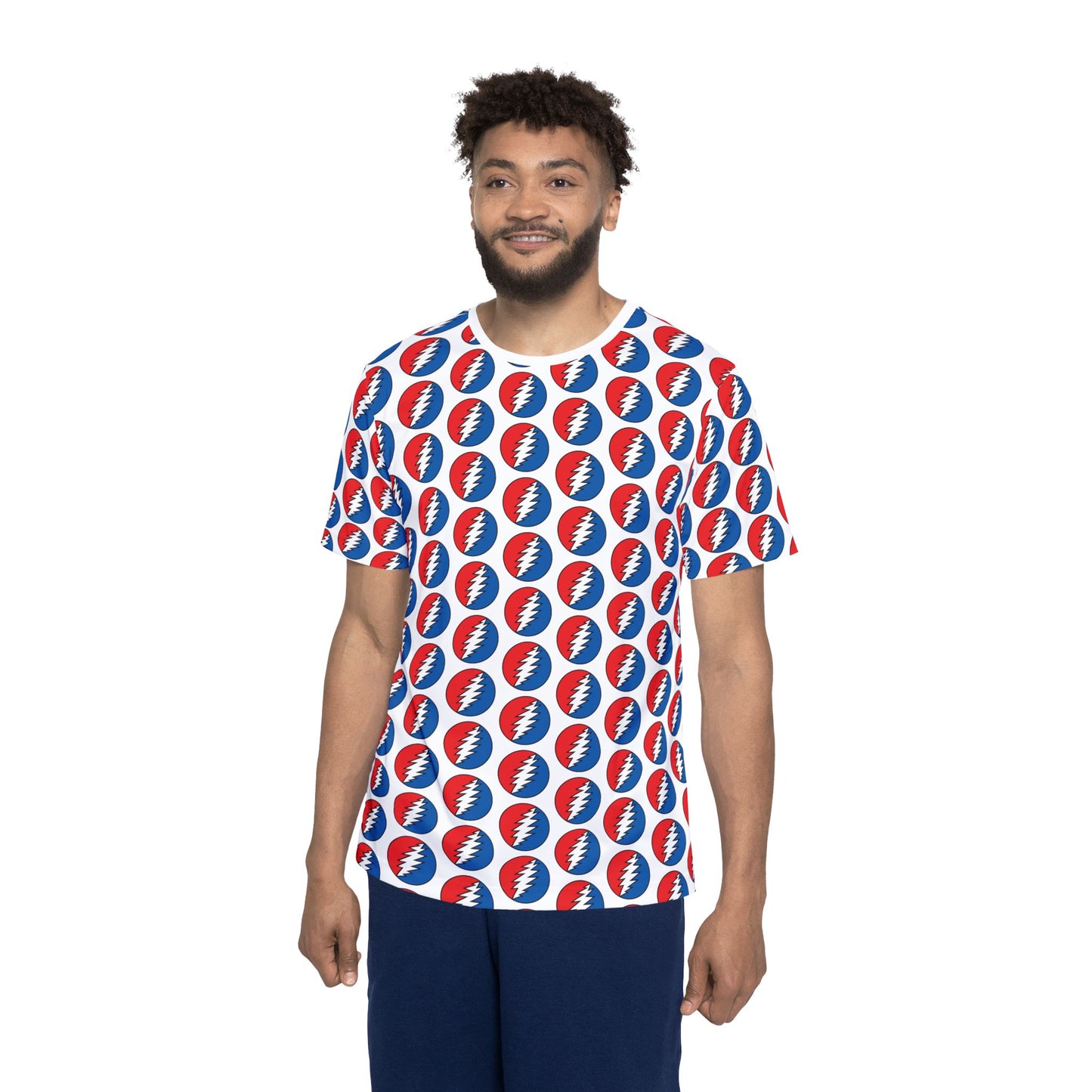 Retro Grateful Dead Inspired Men's Sports Jersey - Bold Red & Blue Design