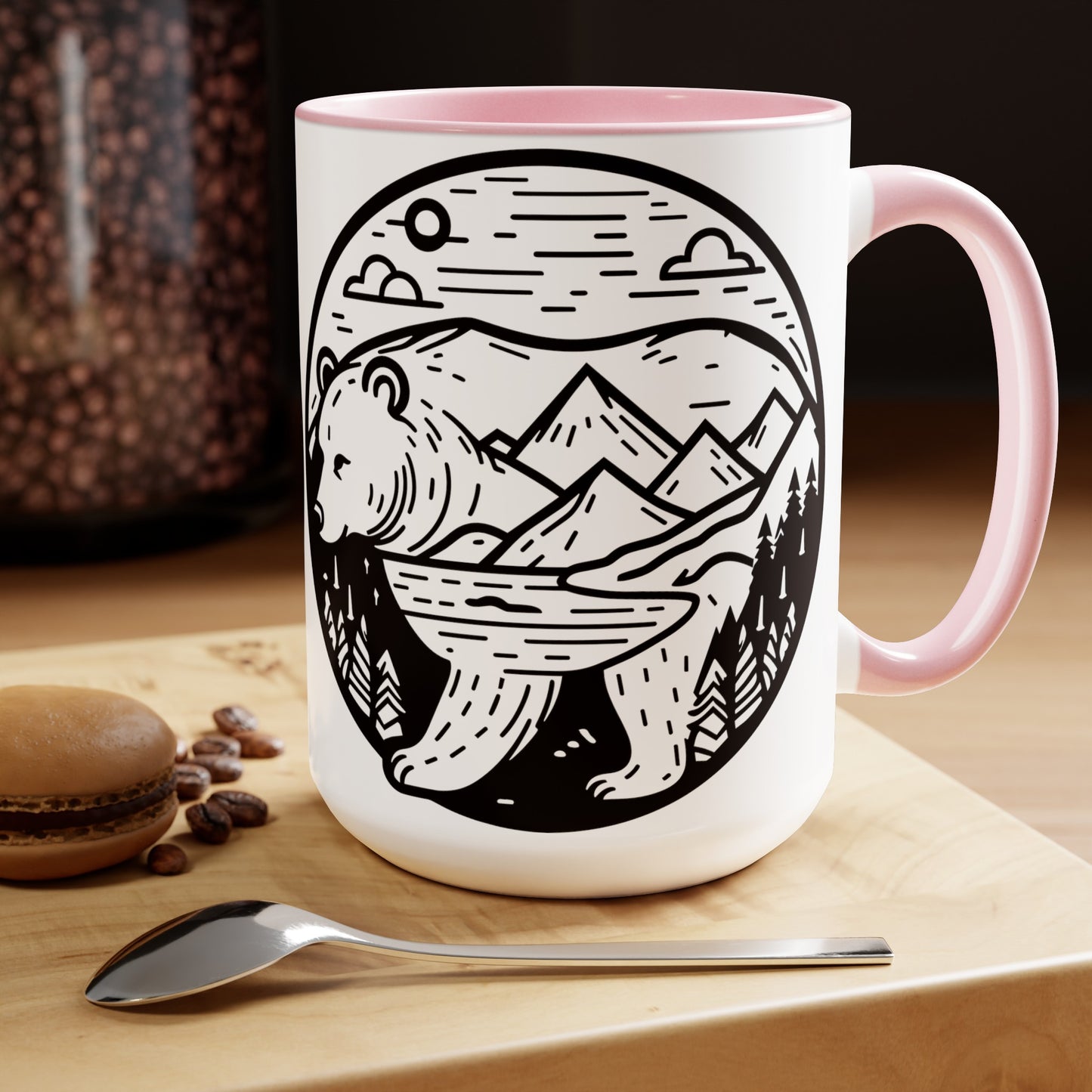 Bearscape Two-Tone Coffee Mugs, 15oz