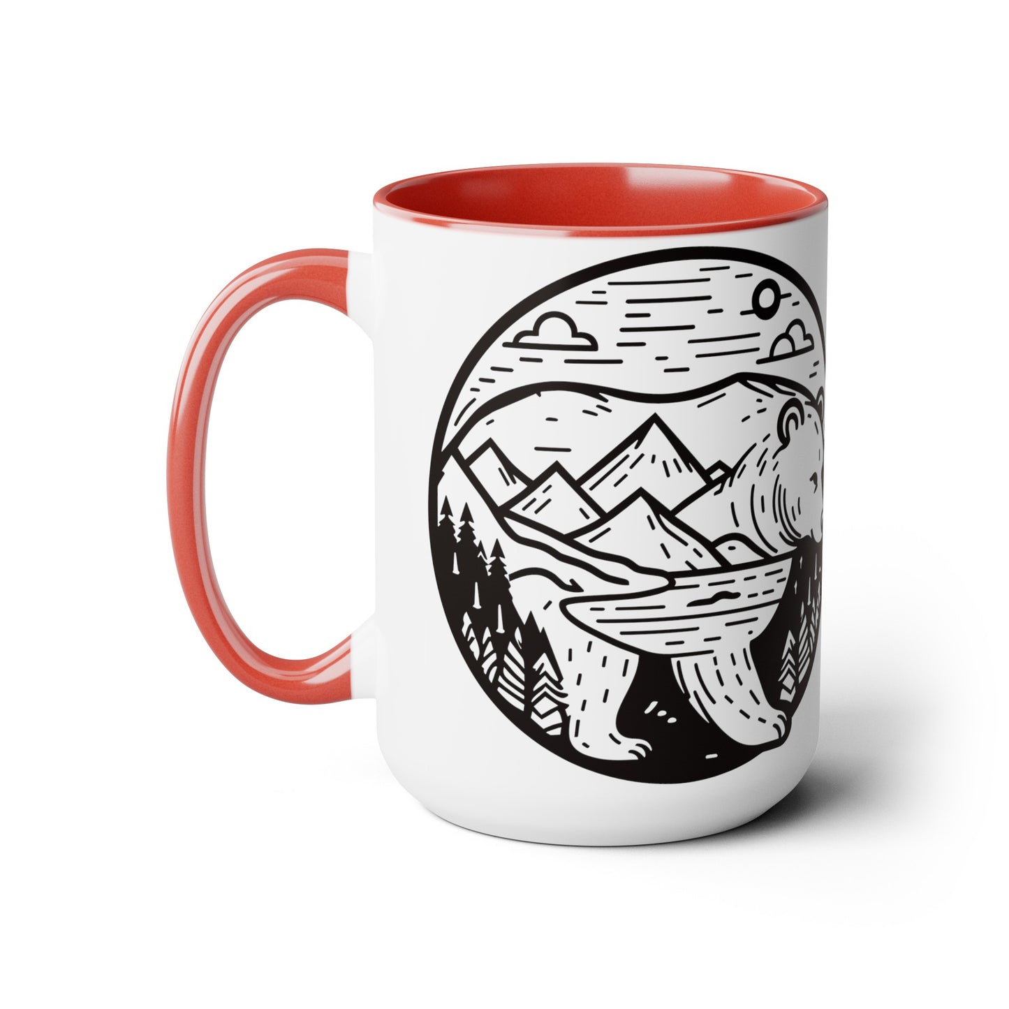 Bearscape Two-Tone Coffee Mugs, 15oz