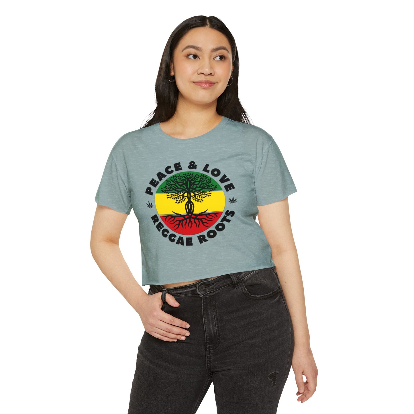 Women's Festival Crop Top - Peace & Love Reggae Roots Tee