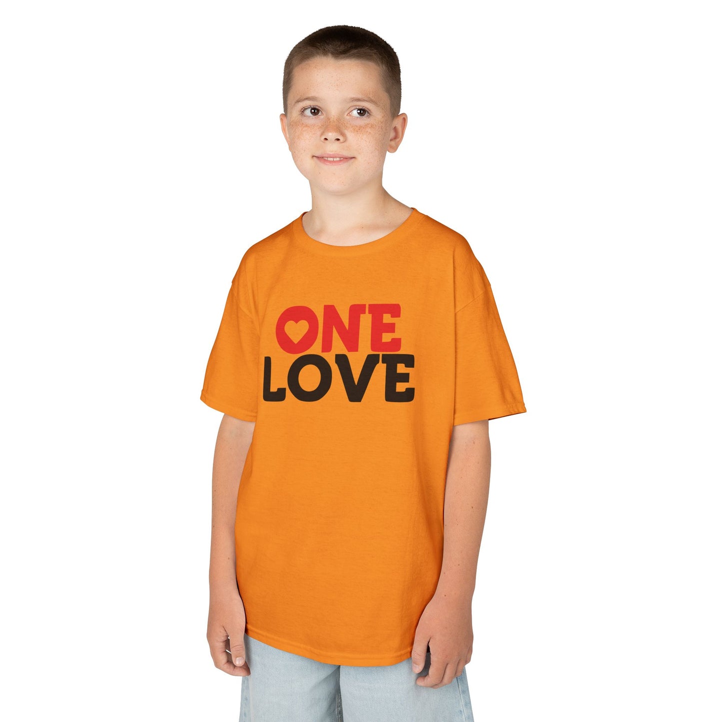 Kids 'One Love' Heavy Cotton Tee - Fun & Colorful Kids Shirt