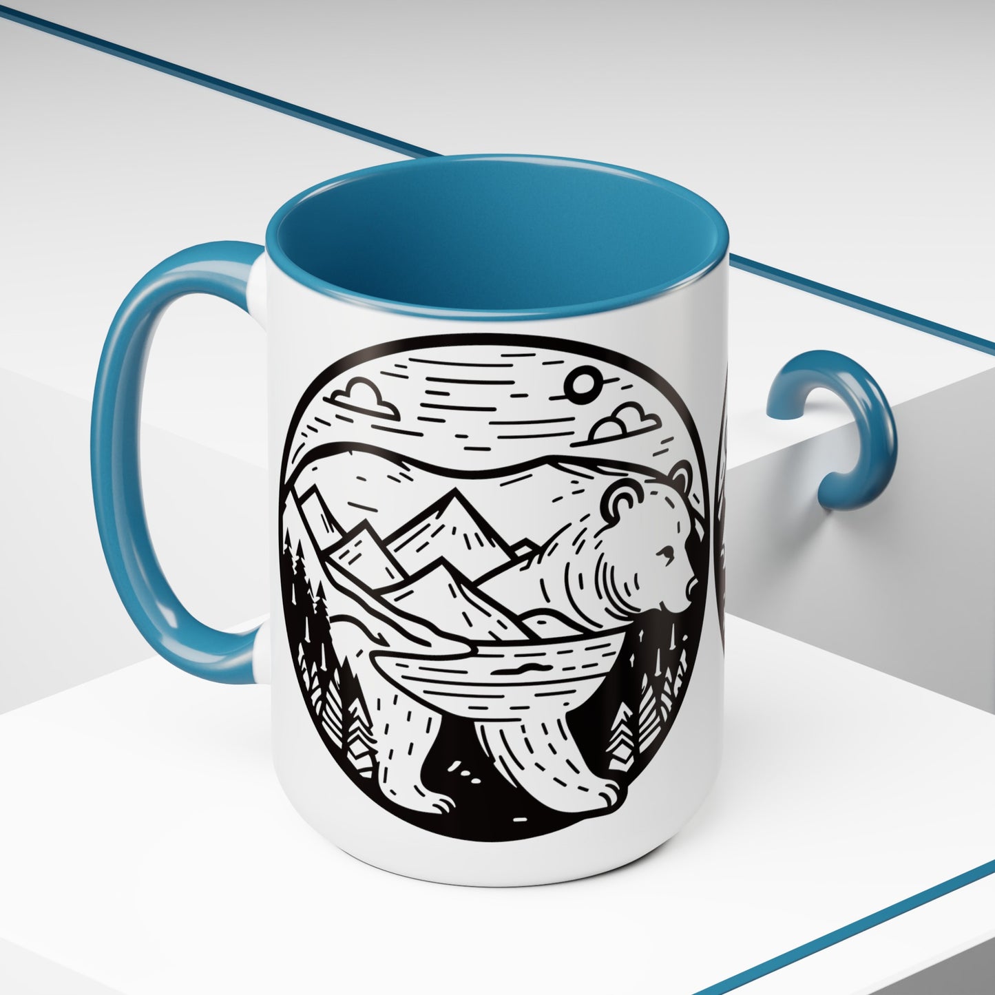 Bearscape Two-Tone Coffee Mugs, 15oz