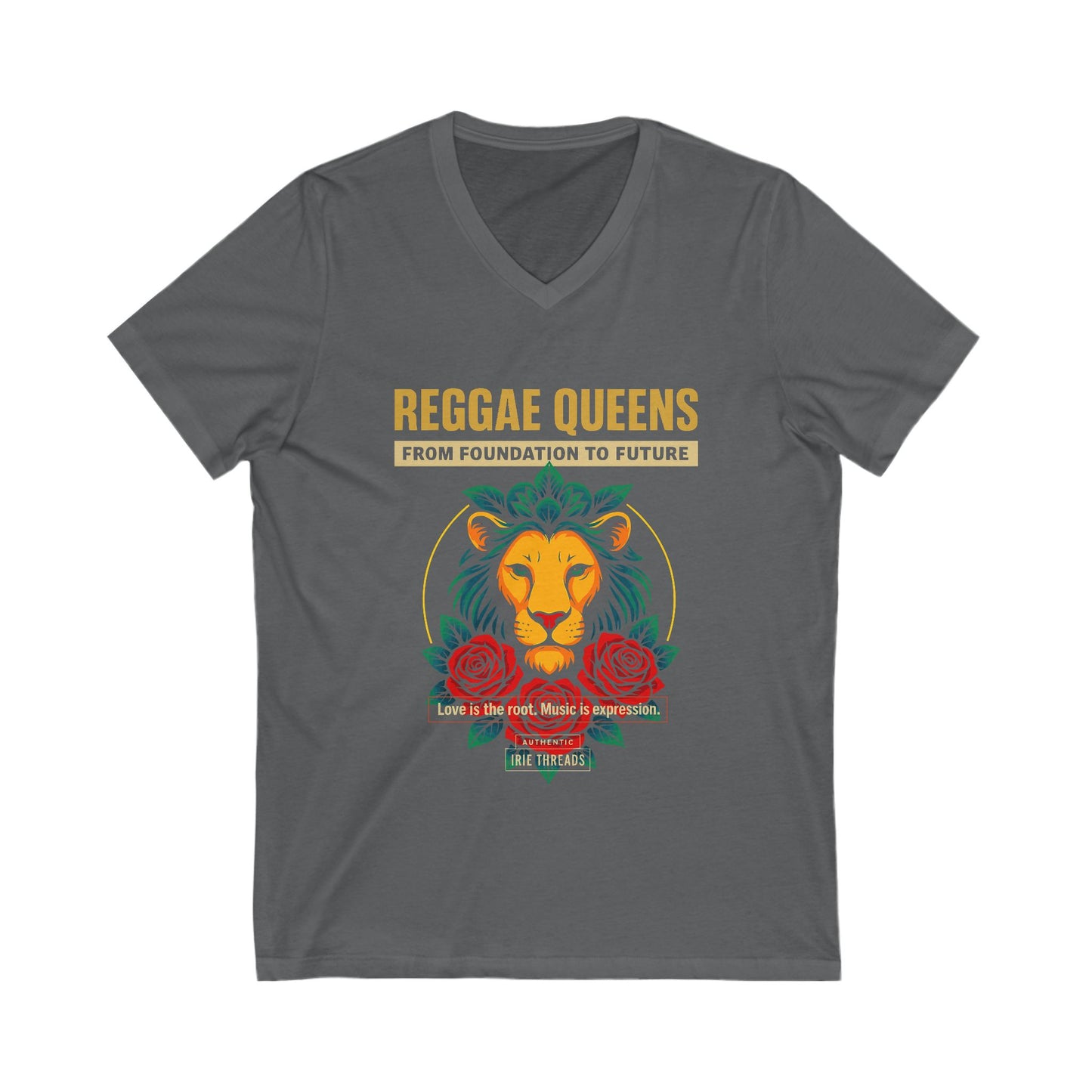 Reggae Queens V-Neck Tee - Celebrate Empowerment & Roots