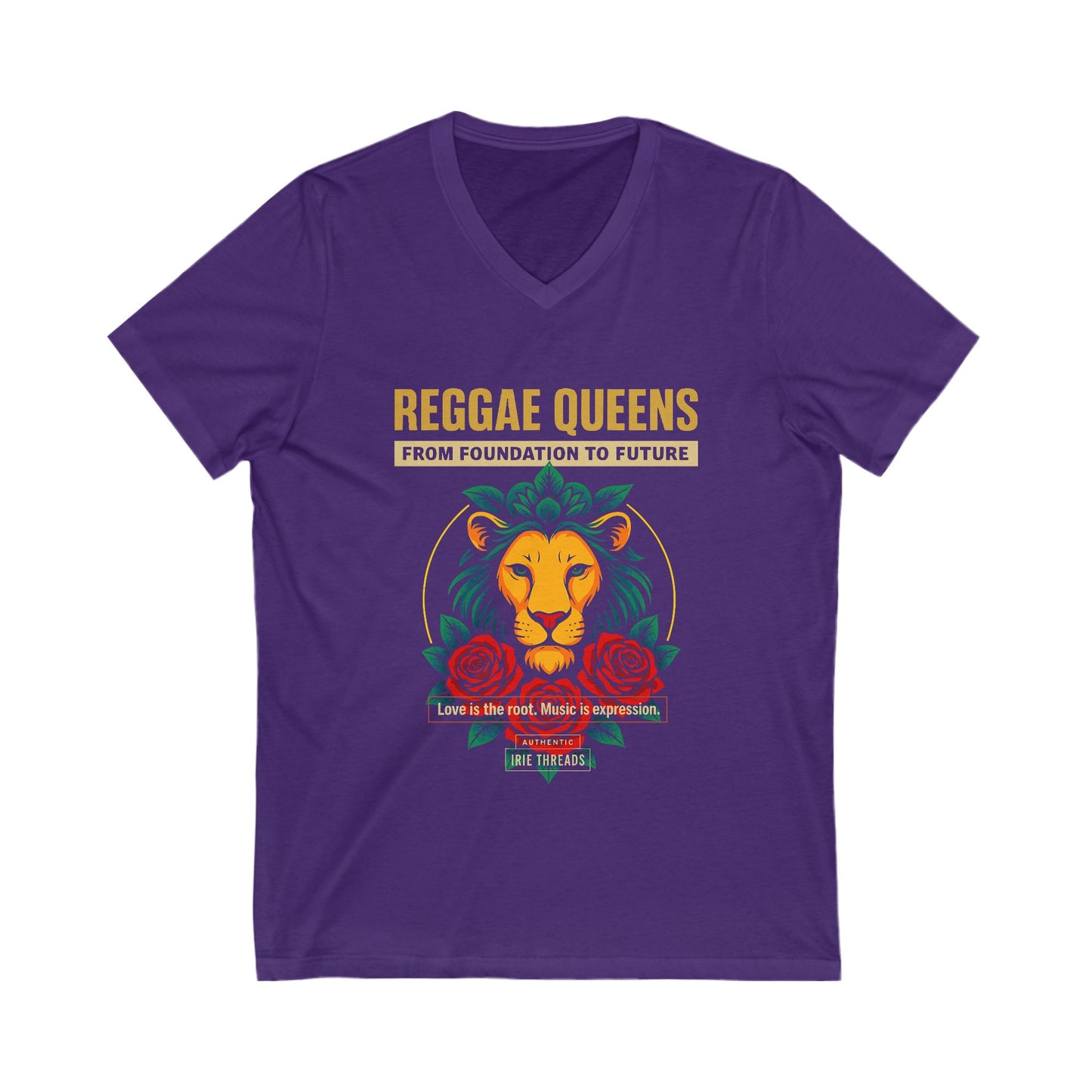Reggae Queens V-Neck Tee - Celebrate Empowerment & Roots