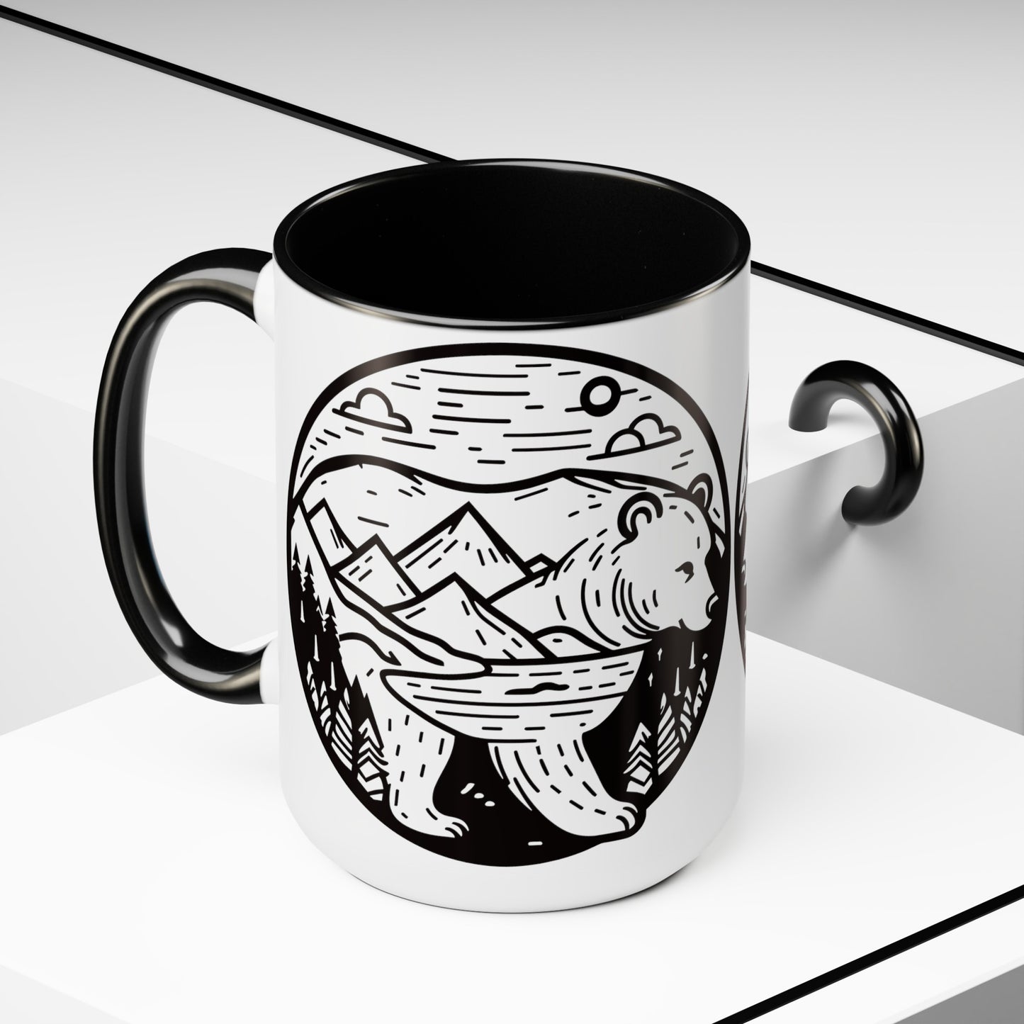 Bearscape Two-Tone Coffee Mugs, 15oz