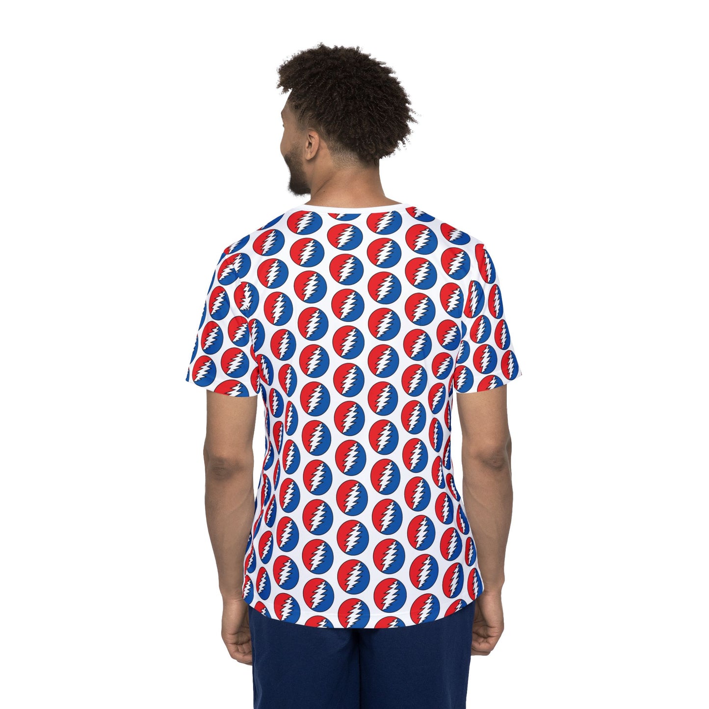 Retro Grateful Dead Inspired Men's Sports Jersey - Bold Red & Blue Design