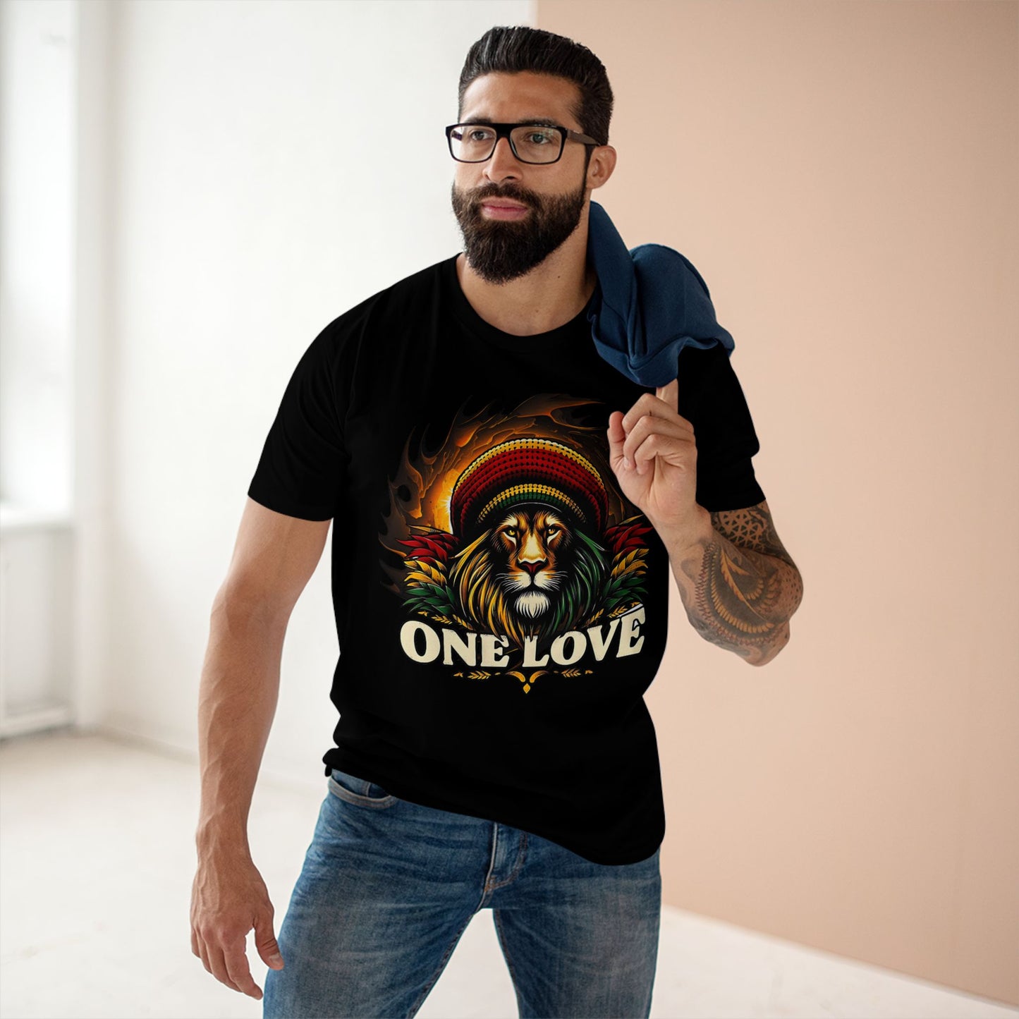 One Love Rasta Lion Tee - Adult Staple T-Shirt for Music Lovers
