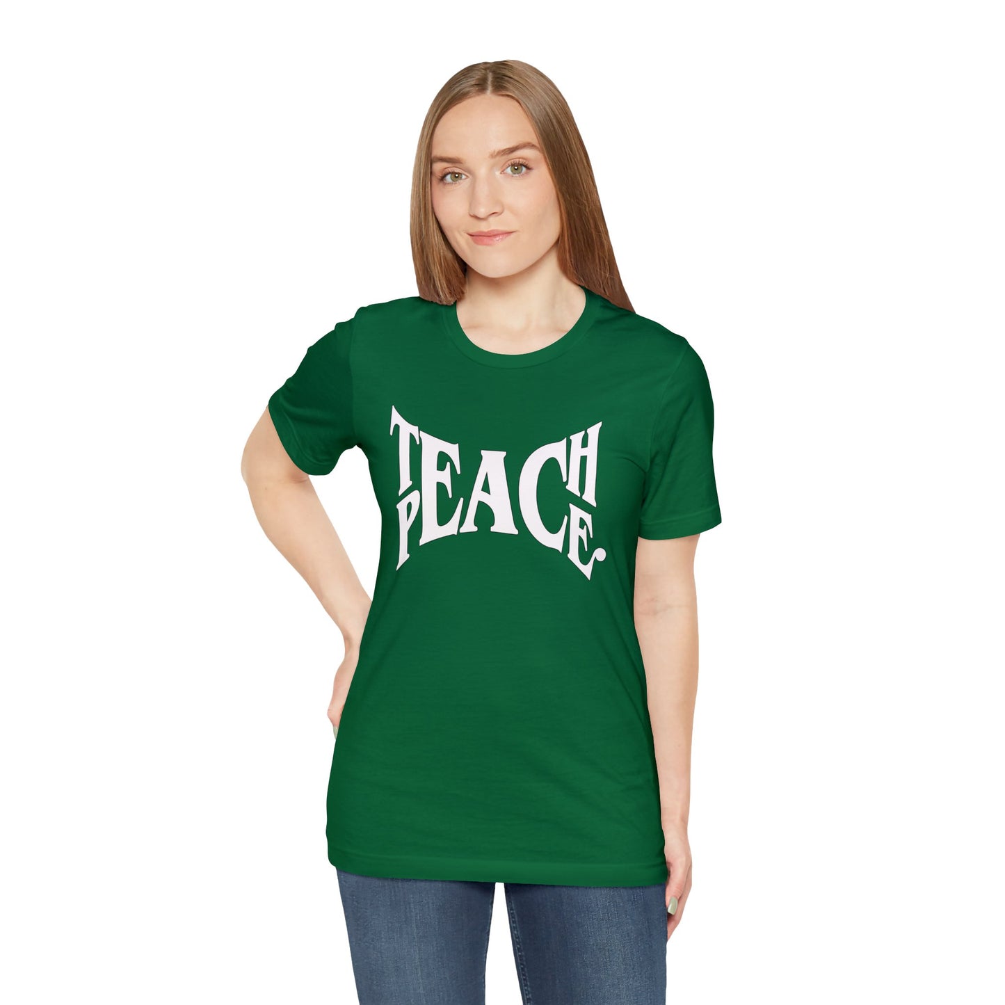 Teach Peace Glyph Bella Canvas Unisex Jersey Short Sleeve Tee, T-shirt gift, Teacher gift
