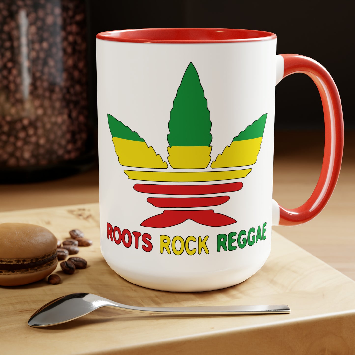 Roots Rock Reggae Two-Tone Coffee Mugs, 15oz