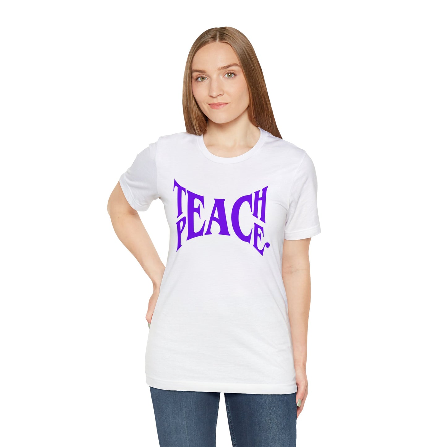 Teach Peace Glyph Bella Canvas Unisex Jersey Short Sleeve Tee, T-shirt gift, Teacher gift