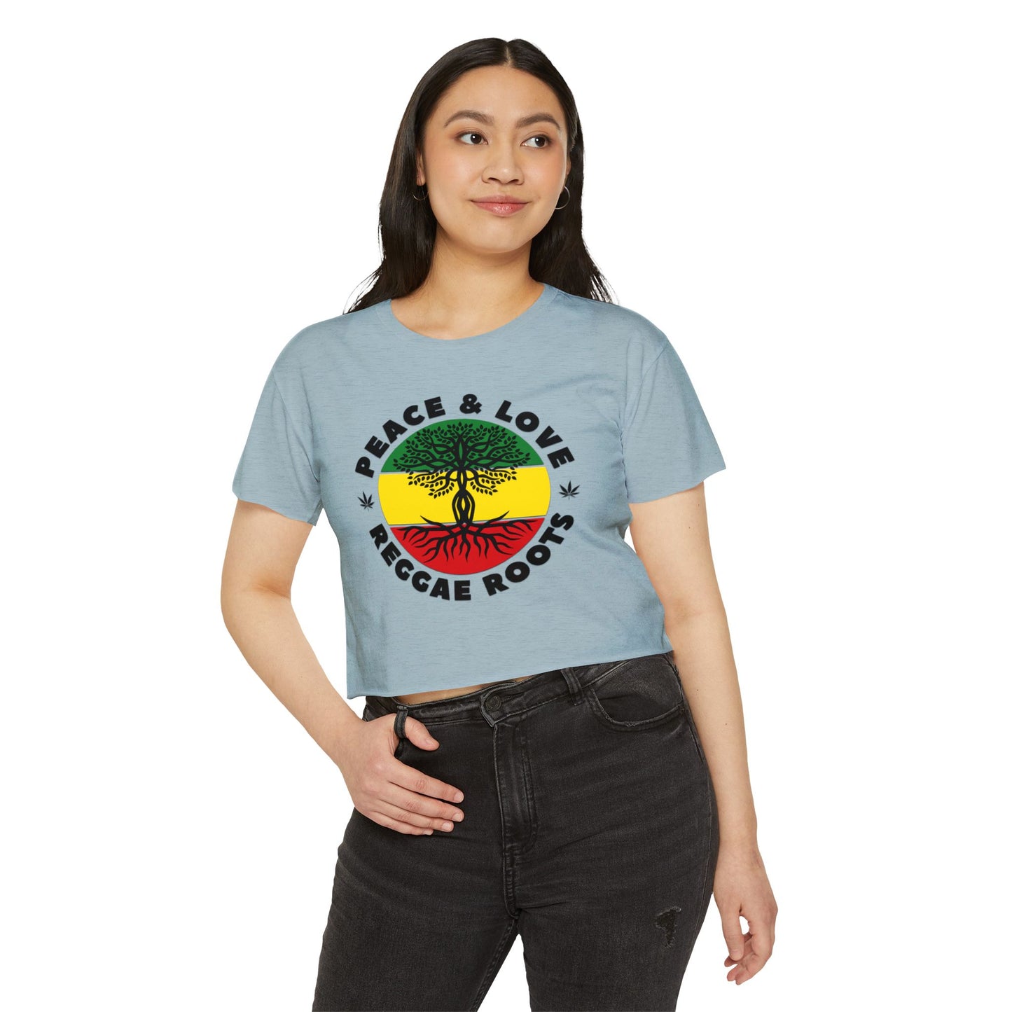 Women's Festival Crop Top - Peace & Love Reggae Roots Tee