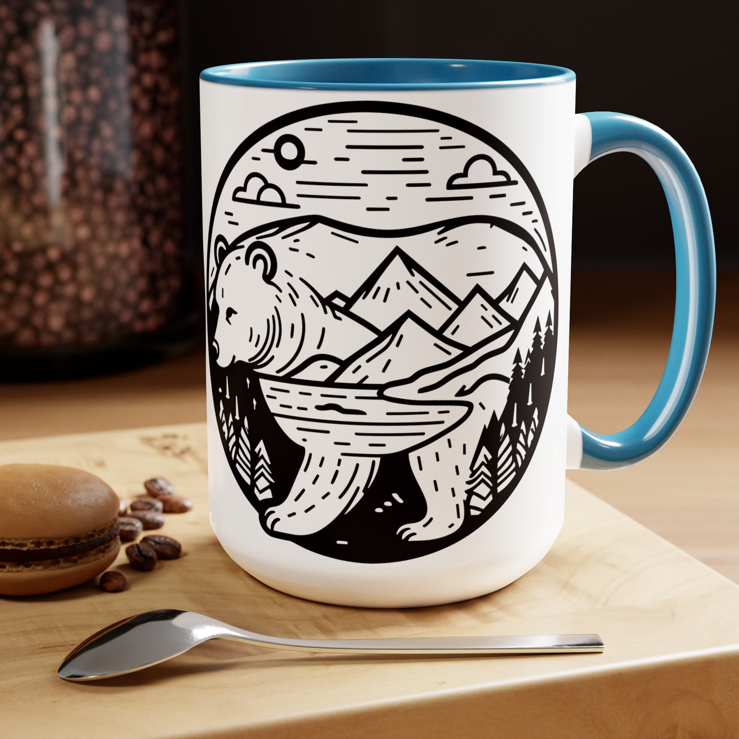 Bearscape Two-Tone Coffee Mugs, 15oz