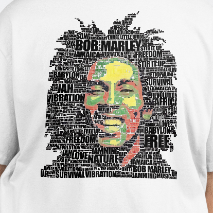 White tee shirt bob script print