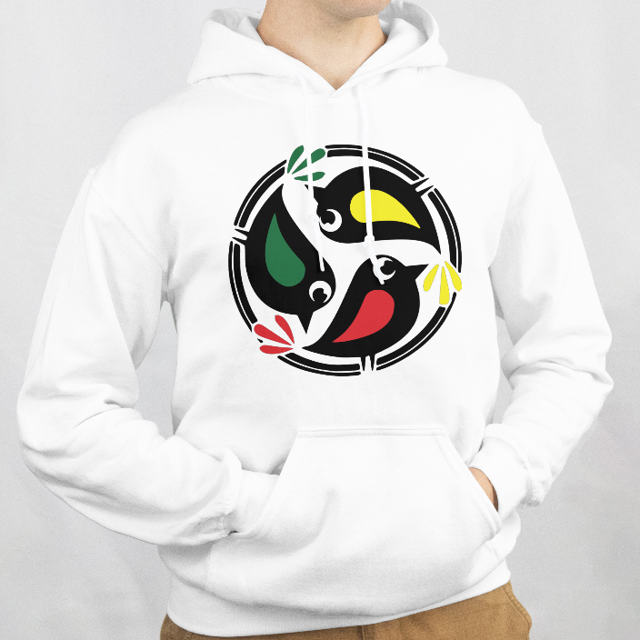 White hoodie 3 birds