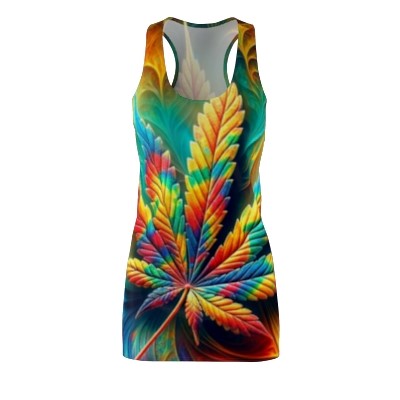 Mosaic Cannabis leaf Women's Racerback Dress (AOP)
