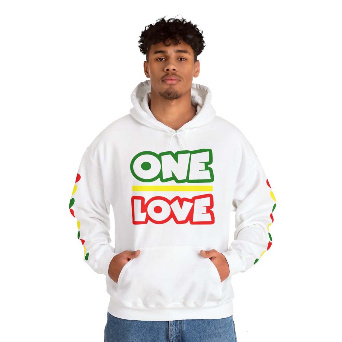 One Love Reggae Hearts Unisex Heavy Blend Hoodie
