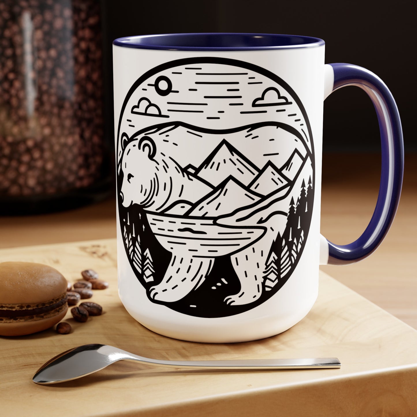Bearscape Two-Tone Coffee Mugs, 15oz