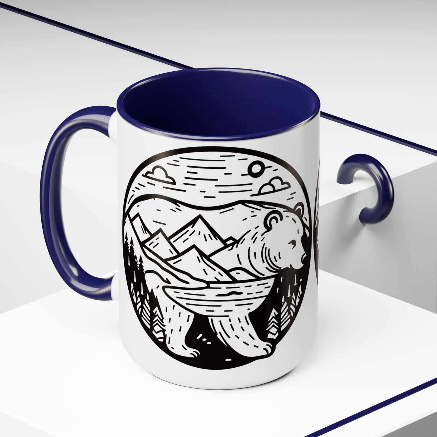 Bearscape Two-Tone Coffee Mugs, 15oz