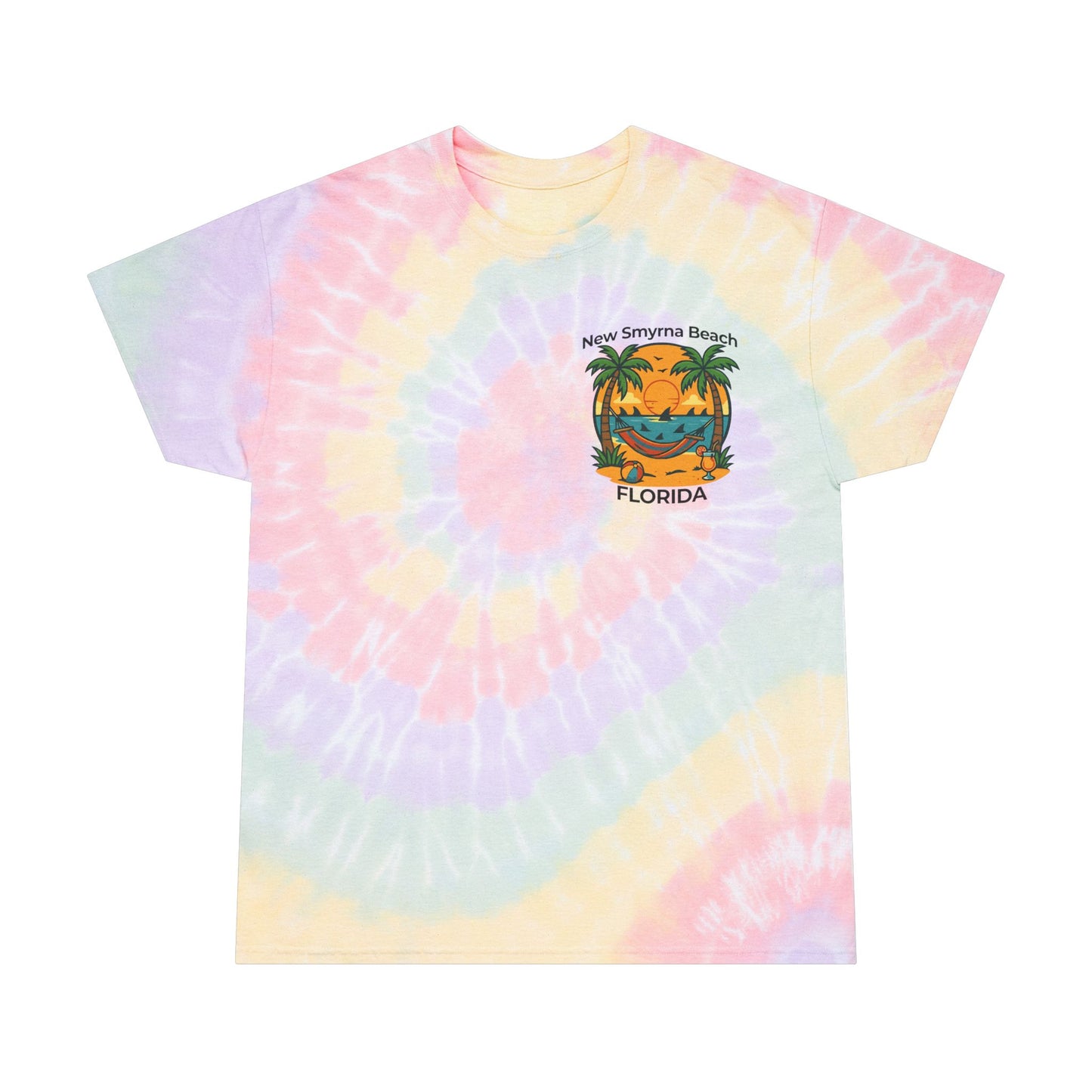 New Smyrna Beach Tie-Dye Tee - Fun Spiral Design, Perfect for Summer Adventures