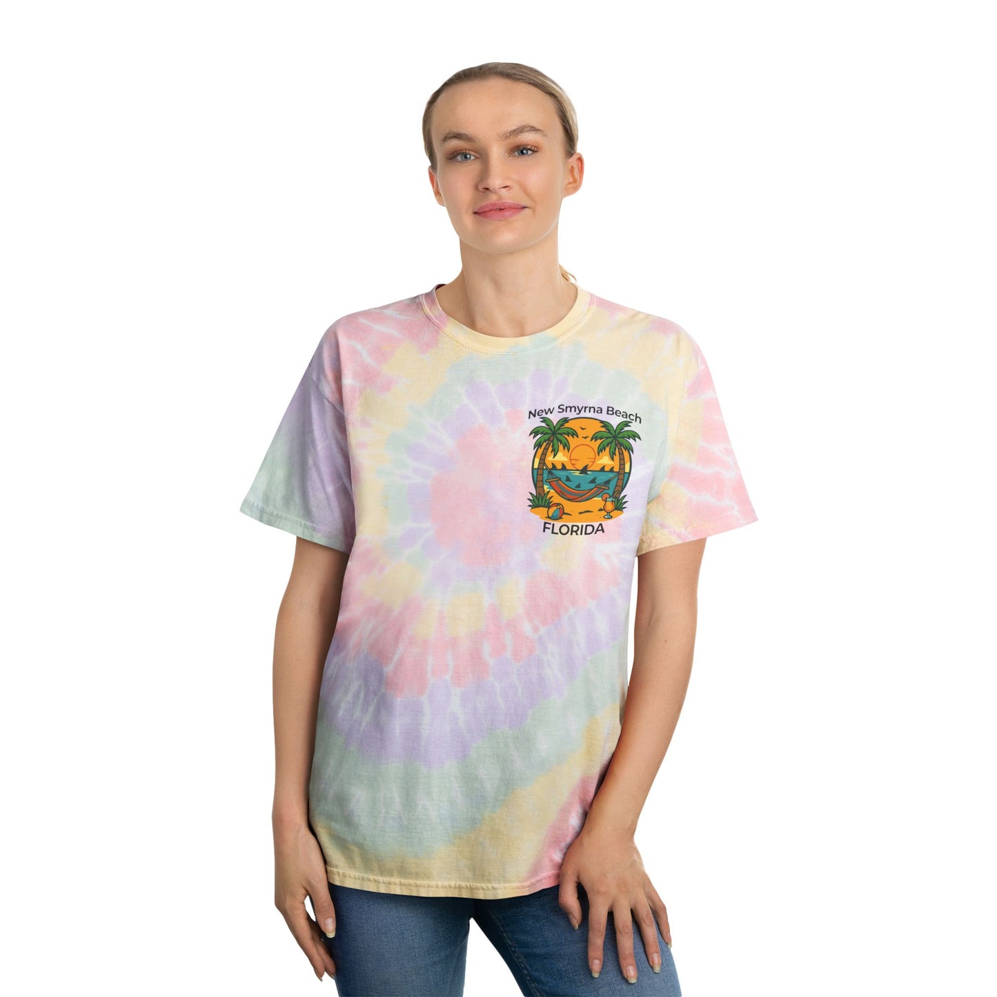 New Smyrna Beach Tie-Dye Tee - Fun Spiral Design, Perfect for Summer Adventures